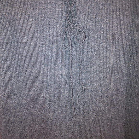 VIsion USA • Gray | Blue Cut Out • Tie - Up Back • Long Sleeve Top - Picture 8 of 9